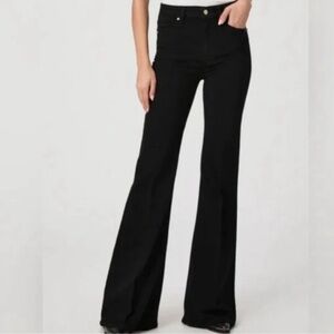 PAIGE Women's Black Super Flare Leg Jeans - Black Shadow size 30